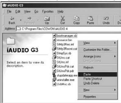COWON IAUDIO G3 - Téléchargement et installation du firmware - 9