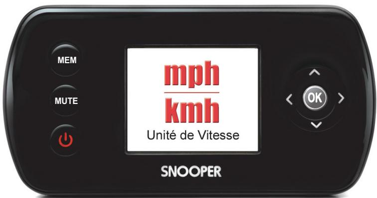 SNOOPER SAPPHIRE - Pour sélectionner l'unité de vitesse, procédez de manière suivante : - 1