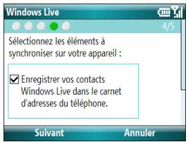 PALM TREO 500 - Sélectionnez connexion à windows live. - 4