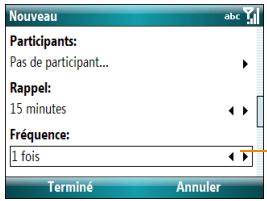 PALM TREO 500 - Sélection d'options dans une liste - 2
