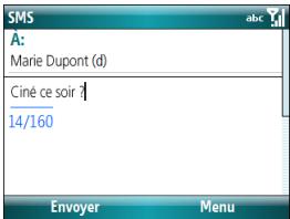 PALM TREO 500 - Création et envoi d'un message texte - 1