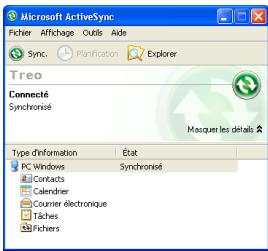 PALM TREO 500 - Synchronisation des fichiers : windows XP - 1