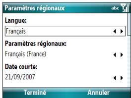 PALM TREO 500 - Définition des formats d'affichage - 1