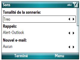 PALM TREO 500 - Sélection de sons et de notifications - 1