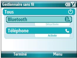 PALM TREO 500 - Activation et désactivation des services sans fil - 1