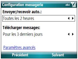 PALM TREO 500 - Modification des paramètres de téléchargement d'e-mails : autres comptes de messagerie - 1