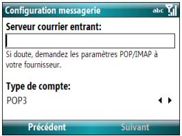 PALM TREO 500 - Définition d'un compte pop/imap : autres fournisseurs de services de messagerie électronique - 4