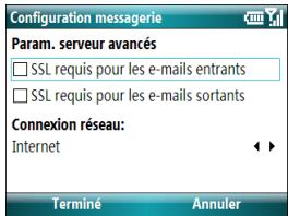 PALM TREO 500 - Saisie des paramètres du serveur de courrier sortant - 2