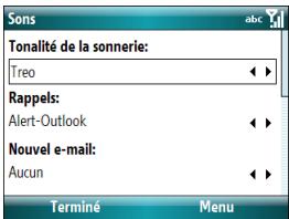PALM TREO 500 - Sélection des sonneries et des alertes sonores - 1