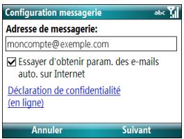 PALM TREO 500 - Définition d'un compte pop/imap : principaux fournisseurs de services de messagerie - 1