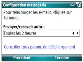 PALM TREO 500 - Saisie des paramètres du serveur de courrier sortant - 3