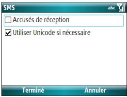 PALM TREO 500 - Personnalisation des paramètres des messages texte - 1