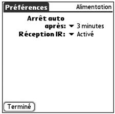 PALM TREO 650 ORANGE - Préférences d'alimentation - 1