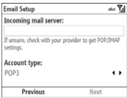 PALM TREO 500V VODAFONE - Setting up a POP/IMAP account: Other email providers - 4