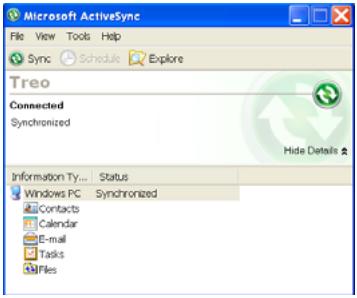 PALM TREO 500V VODAFONE - Synchronising files: Windows XP - 1
