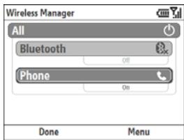PALM TREO 500V VODAFONE - Turning wireless services on/off - 1