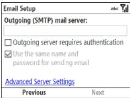 PALM TREO 500V VODAFONE - Entering outgoing server settings - 1