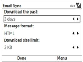 PALM TREO 500V VODAFONE - Changing email download settings - 1