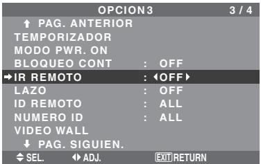 NEC 42XM5 - Activación/desactivación de la transmisión inalámbrica del mando a distancia - 1