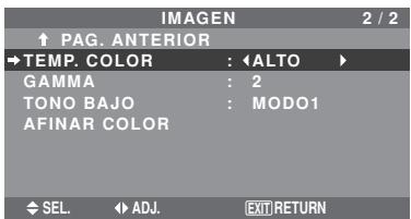 NEC 42XM5 - Ajuste de la temperatura de color - 1