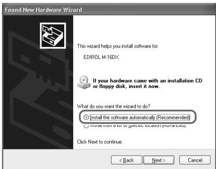 EDIROL M-16DX - Installation du pilote et connexions - 3