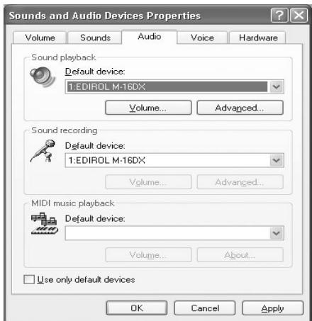 EDIROL M-16DX - Choix de la destination d'entrée/de sortie - 1