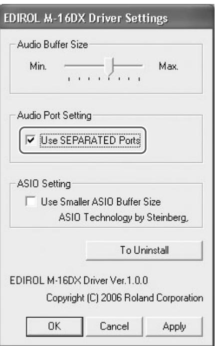 EDIROL M-16DX - Utiliser des ports séparés - 1