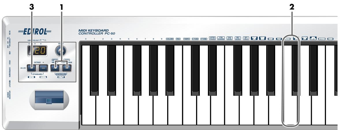EDIROL PC-50 - Envoi d'un message monomode on - 1