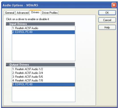 EDIROL PC-80 - Paramétrage « périphérique audio - 2
