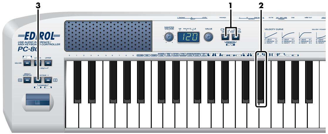 EDIROL PC-80 - Envoi d'un message GM2 system on - 1