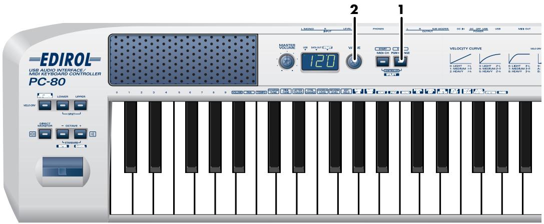 EDIROL PC-80 - Envoi d'un message de changement de programme PLAY - 1