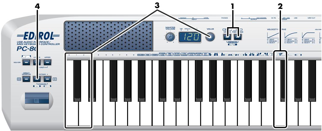 EDIROL PC-80 - Sélection d'entrée (input mode) - 1