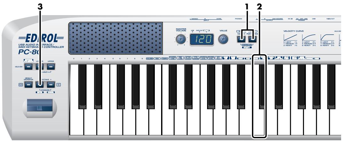 EDIROL PC-80 - Envoi d'un message mono mode on - 1