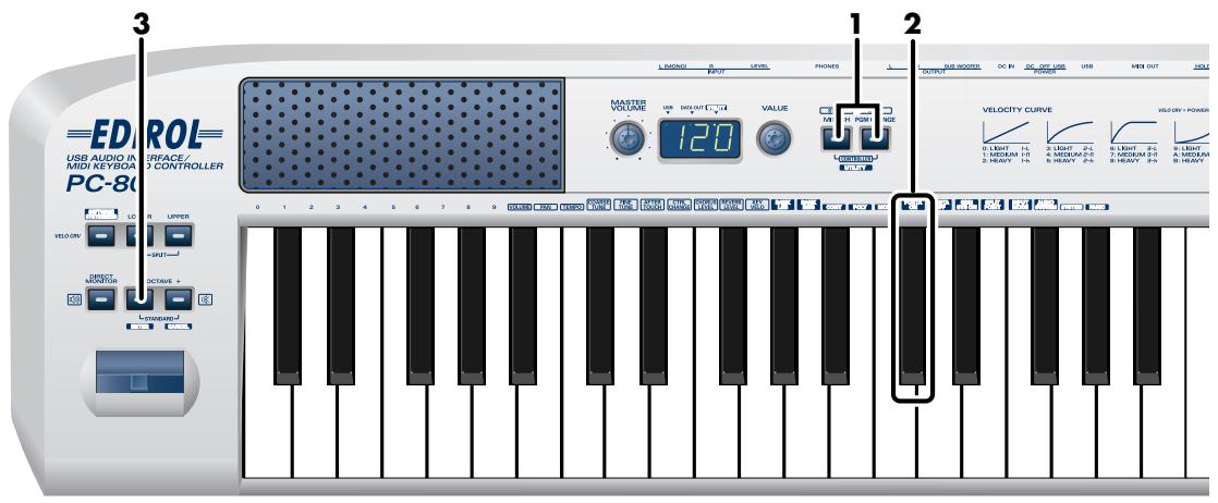 EDIROL PC-80 - Envoi d'un message portamento on - 2