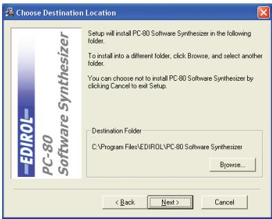 EDIROL PC-80 - Installation du synthétiseur logiciel du pc-80 - 2