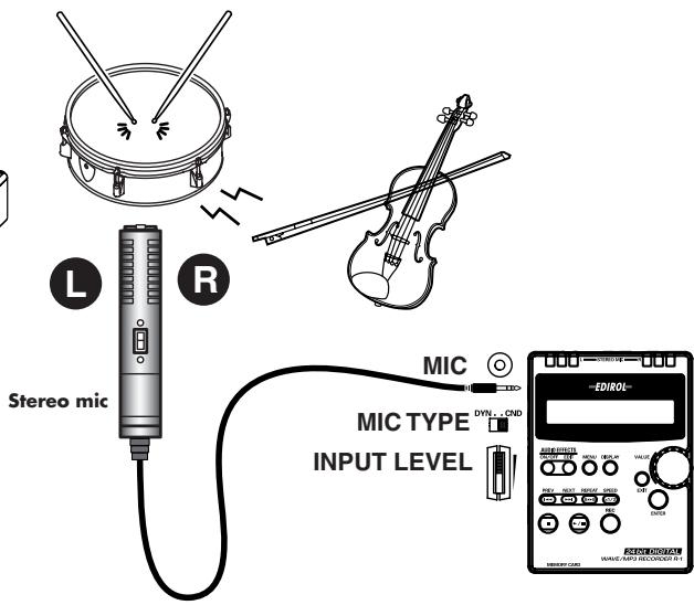 EDIROL R1 - Recording with an external microphone - 3