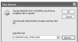 EDIROL UA-20 - D:\Driver\USB_XP2K\WDM - 1