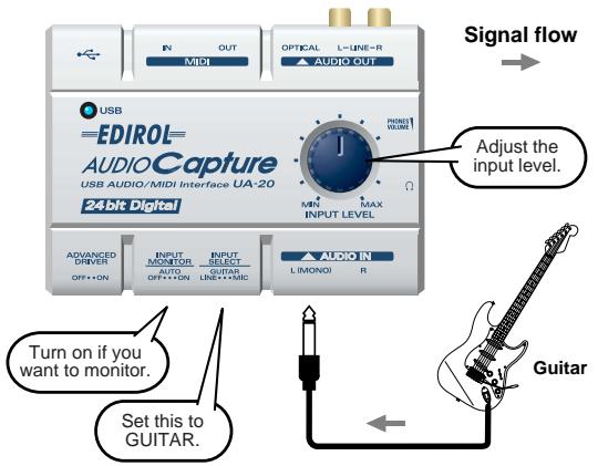 EDIROL UA-20 - Recording a guitar or bass - 1