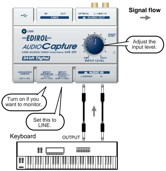 EDIROL UA-20 - Recording from a keyboard - 1