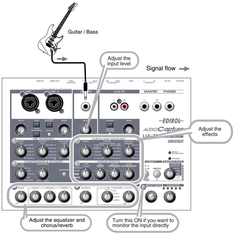 EDIROL UA-700 - Aufnahme von Gitarre oder Bass - 1