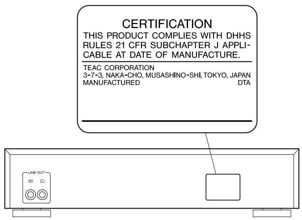 TEAC CD-P1260 - CAUTION - 1