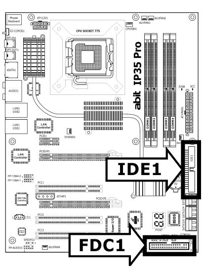 ABIT IP35 PRO - Floppy and IDE Disk Drive Connectors - 1
