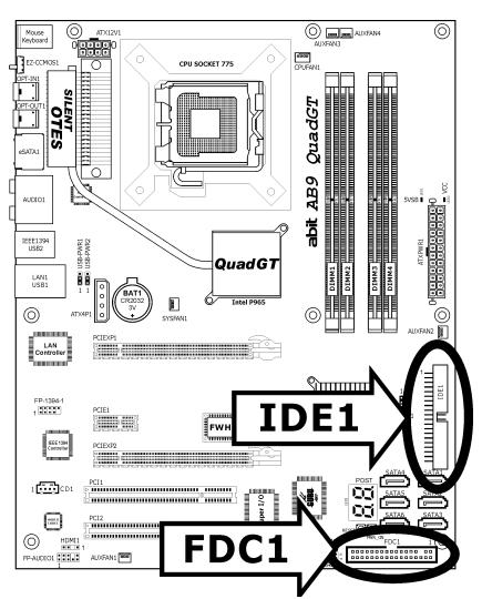 ABIT AB9 QUADGT - Floppy and IDE Disk Drive Connectors - 1