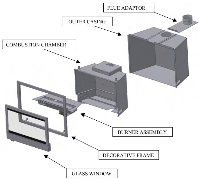 WANDERS BORDEAUX - EXPLODED VIEW OF STOVE COMPONENTS - 1