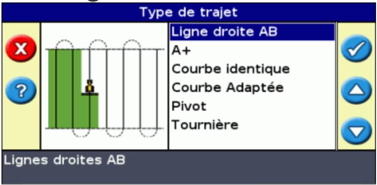 TRIMBLE EZ-GUIDE 500 LIGHTBAR SYSTEM 4.00 - Étape 1 : sélection d'un type de trajet - 2