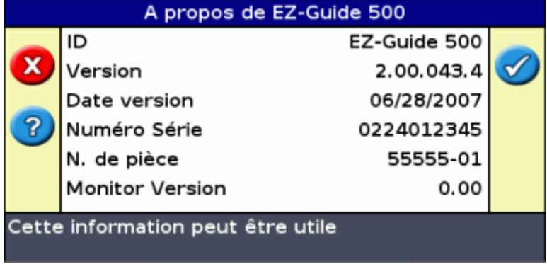 TRIMBLE EZ-GUIDE 500 LIGHTBAR SYSTEM 4.00 - L'écran à propos de ez-guide 500 - 1