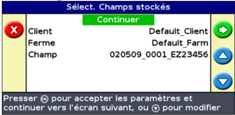 TRIMBLE EZ-GUIDE 500 LIGHTBAR SYSTEM 4.00 - Sélectionner le nom de champ dans une liste - 2
