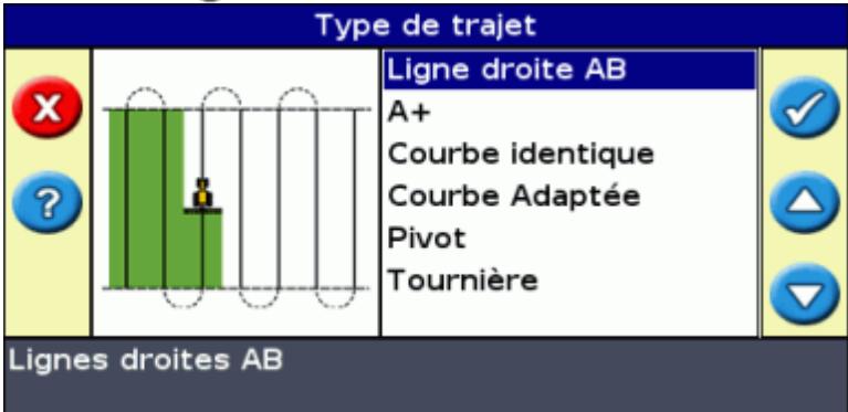 TRIMBLE EZ-GUIDE 500 LIGHTBAR SYSTEM 4.00 - Étape 1 : sélection d'un type de trajet - 2