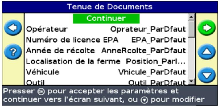 TRIMBLE EZ-GUIDE 500 LIGHTBAR SYSTEM 4.00 - Étape 5 : saisir les informations pour la tenue de documents - 1