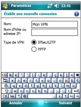 TRIMBLE JUNO SB - Étape 2: configuration d'une connexion VPN - 1